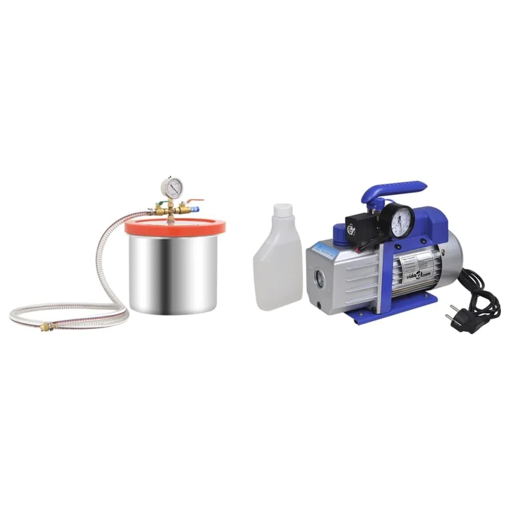 Vakuumkammer mit einstufiger Pumpe 7,4 L Edelstahl Vakuumiergerät mit Manometer 24 cm Durchmesser, 3,5 CFM Leistung für Entlüftung, Entwässerung und Keller-Drainage Anwendungen