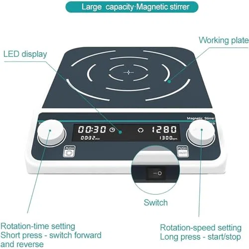 Digitaler Magnetrührer Mit Großem Fassungsvermögen Für Laborzwecke, Einstellbare Drehzahl 50-1500 U/Min, Ideal Zum Mischen Von Lösungen In Laboren,5l