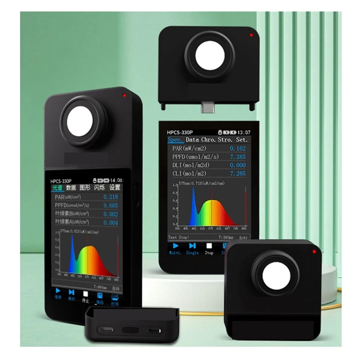Handheld-Spektrometer 350-800 nm PAR PPFD Meter Flicker Tester mit Bildschirm for LED-Wachstumslichter Vollspektrum(NO Screen 310P)