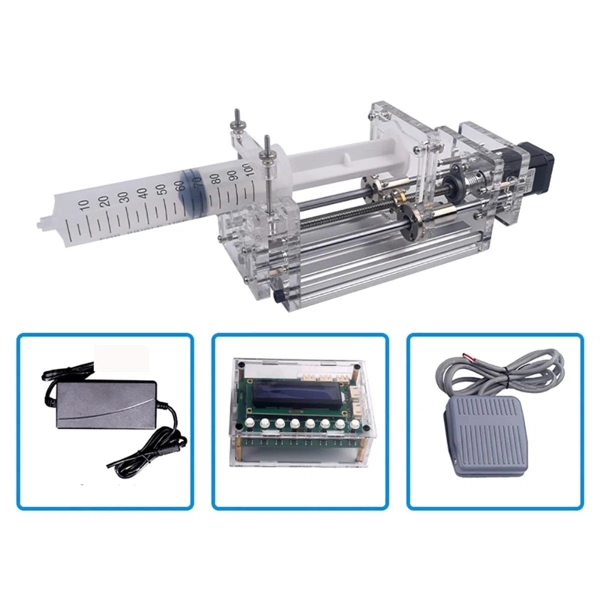 Schlauchpumpe, 1-150 ml Labor-Mikrospritzenpumpe Desktop-Präzisions-Elektro-Injektionspumpe Mini-Antriebspumpe Flüssigkleberspender DC 12 V(Upgrade Model)