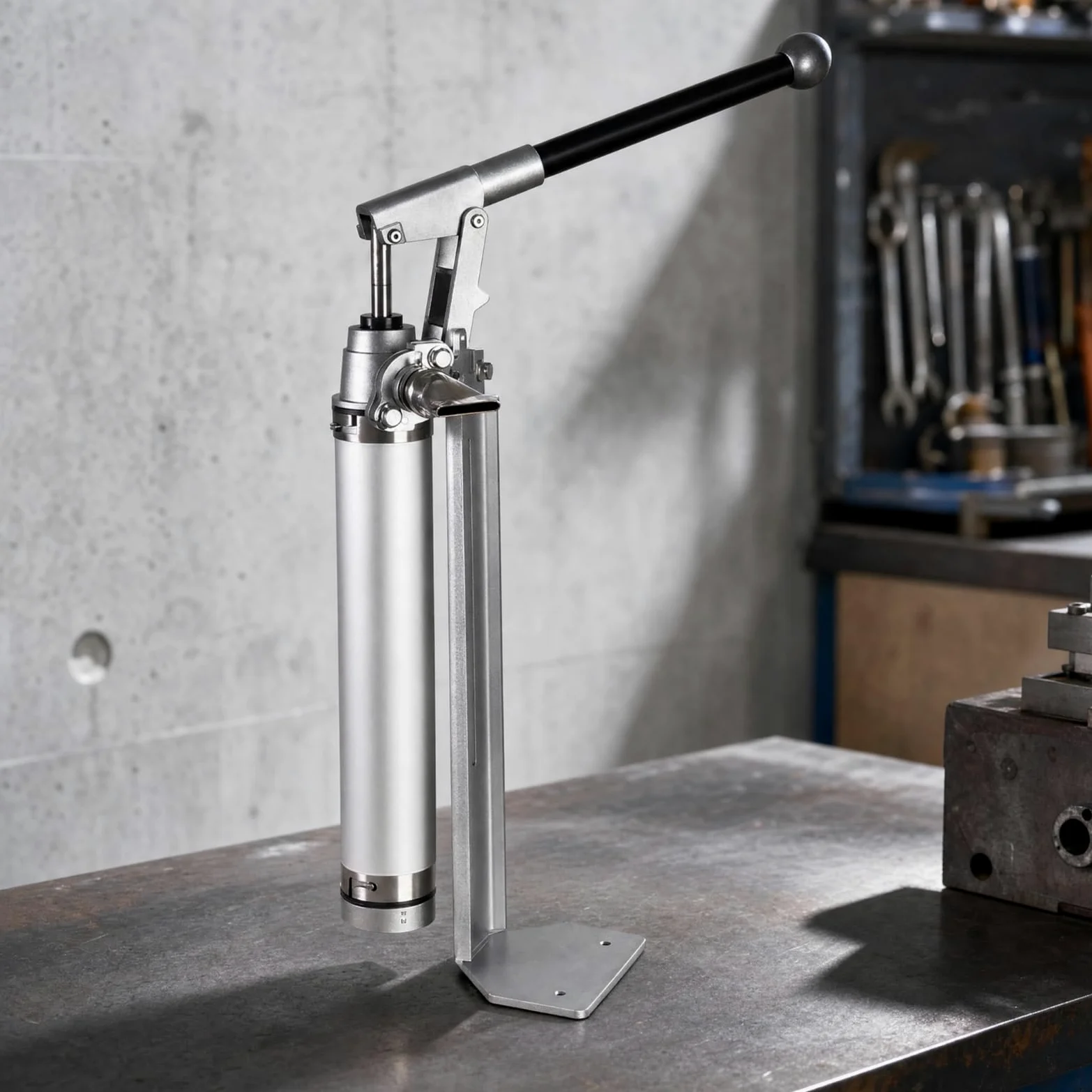 predolo Edelstahlpumpe mit Standfuß manuell Hebelspender mit Bodenplatte freistehend Pastenspender Handhebel für Handwerker, Heimwerker, Hobbykeller