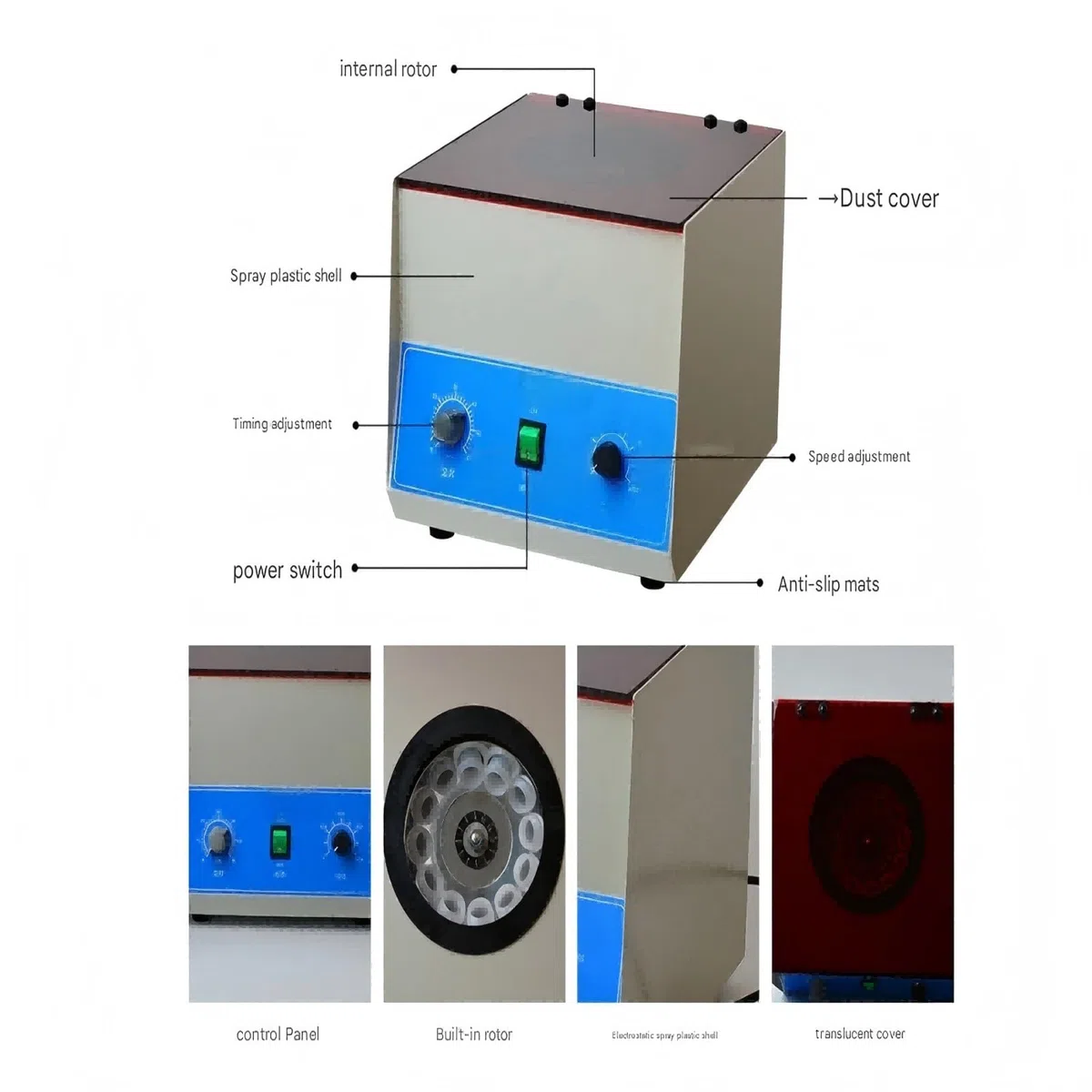 Elektrische Tischzentrifuge, 2770 x g, 4000 U/min, 50 ml 8 Kapazität, geräuscharme Laborzentrifuge mit Timer-Geschwindigkeitsregelung Hohe Leistung