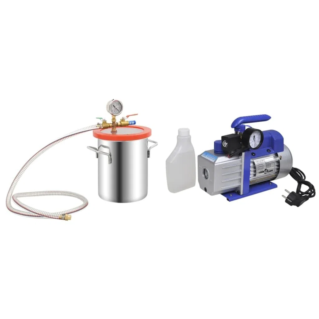 Vakuumkammer aus Edelstahl mit 5,5 L Volumen, Einstufige Pumpe 3,5 CFM, Aluminiumgehäuse, Ölmanometer, für Entlüftung, Vakuumieren, Reparatur und Entgasung