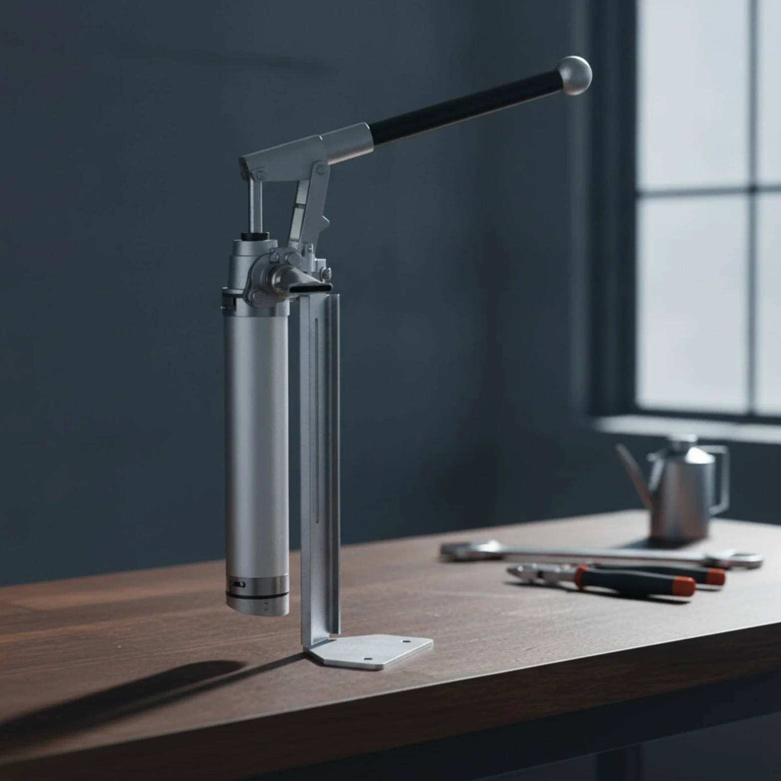 predolo Edelstahlpumpe mit Standfuß manuell Hebelspender mit Bodenplatte freistehend Pastenspender Handhebel für Handwerker, Heimwerker, Hobbykeller