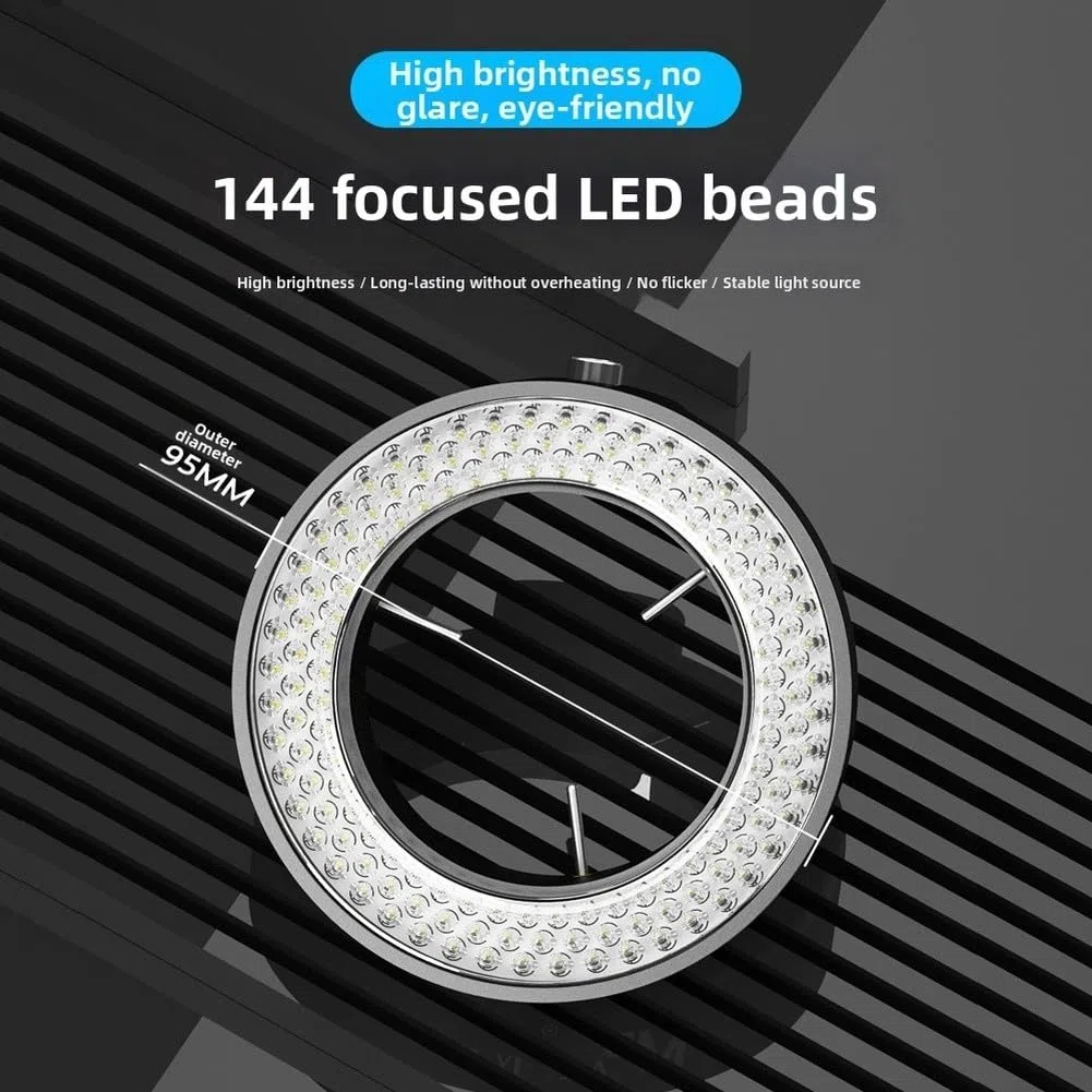 LED Ringlicht Für Mikroskop Mit 144 Hochleistungs-LEDs Einstellbarer Helligkeit USB Betrieben Für Mikroskope Mit 60 MM Innendurchmesser