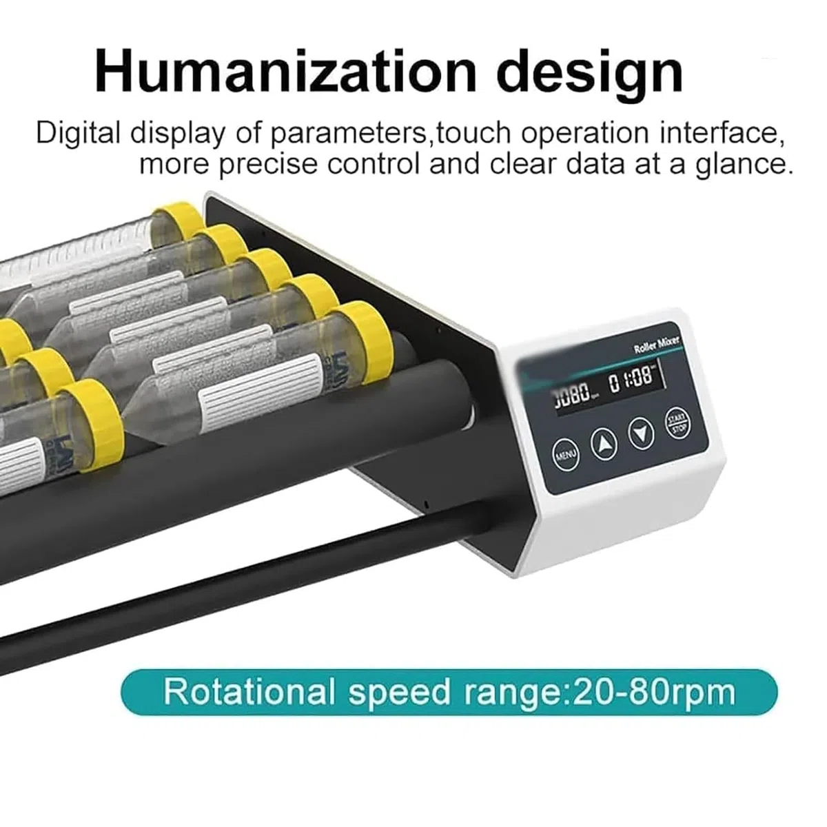 Digitaler Rollenmischer, digitaler Orbitalschüttler für Labore, Labor-Orbitalschüttler, Drehzahl einstellbar 20–80 U/min, ideal für industrielle chemische Laboranwendungen