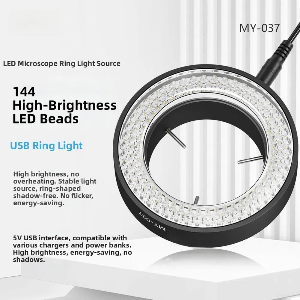 LED Ringlicht Für Mikroskop Mit 144 Hochleistungs-LEDs Einstellbarer Helligkeit USB Betrieben Für Mikroskope Mit 60 MM Innendurchmesser