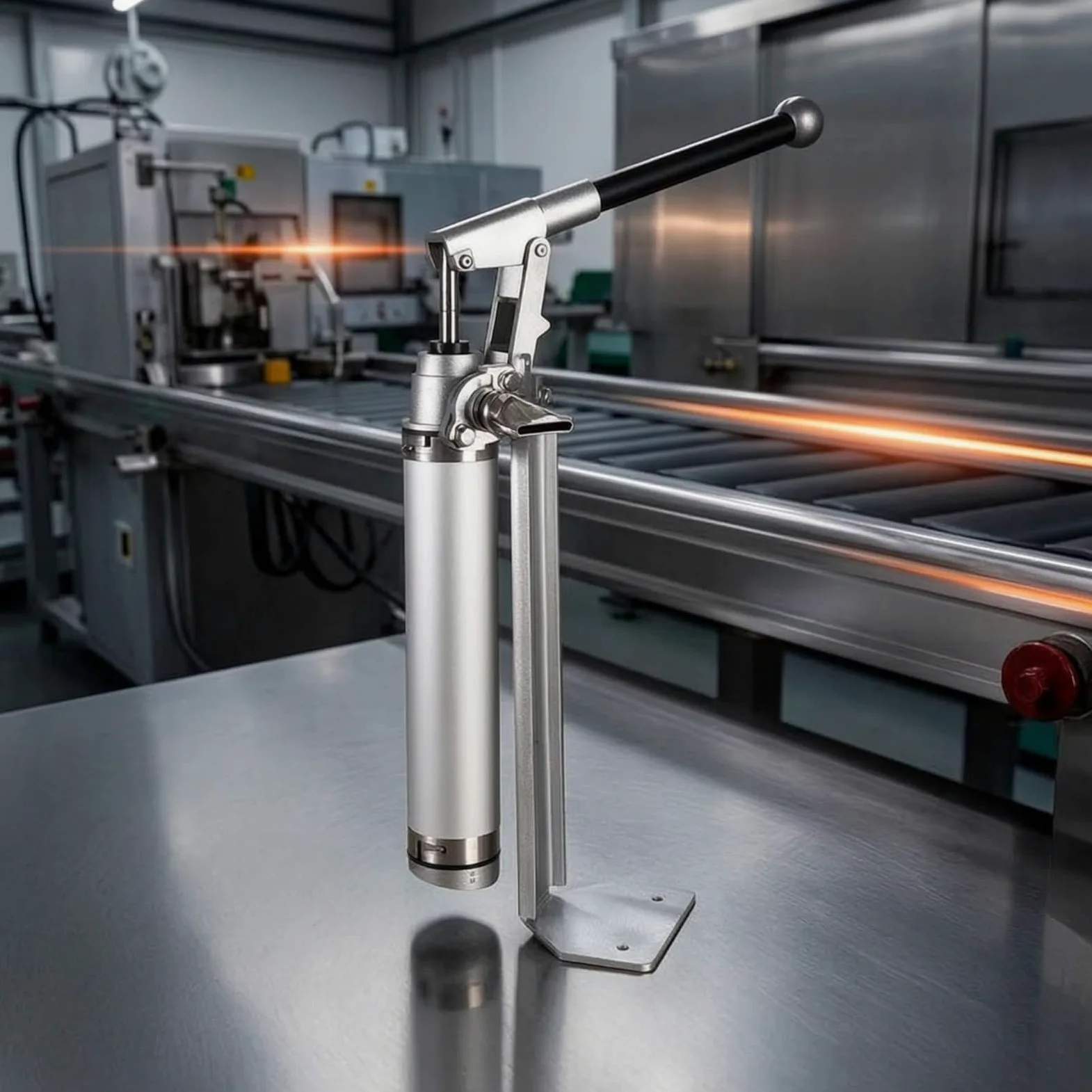predolo Edelstahlpumpe mit Standfuß manuell Hebelspender mit Bodenplatte freistehend Pastenspender Handhebel für Handwerker, Heimwerker, Hobbykeller