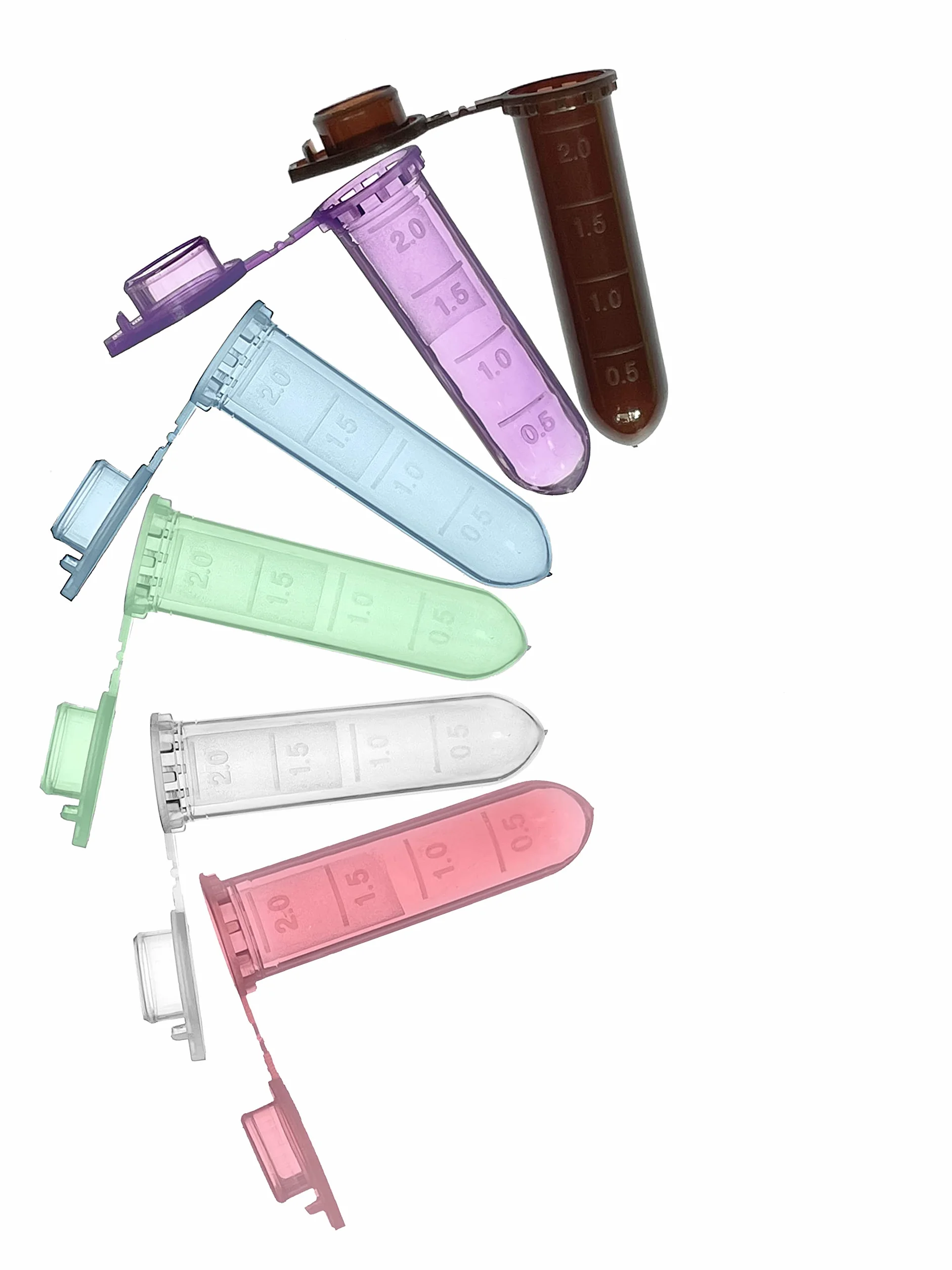 MUHWA 2 ml Mikrozentrifugenröhrchen, 500 Stück abgestufte Mikro-Reagenzgläser mit Schnappverschluss, abgerundete Mikroröhrchen-Probefläschchen für Labor (verschiedene Farben)