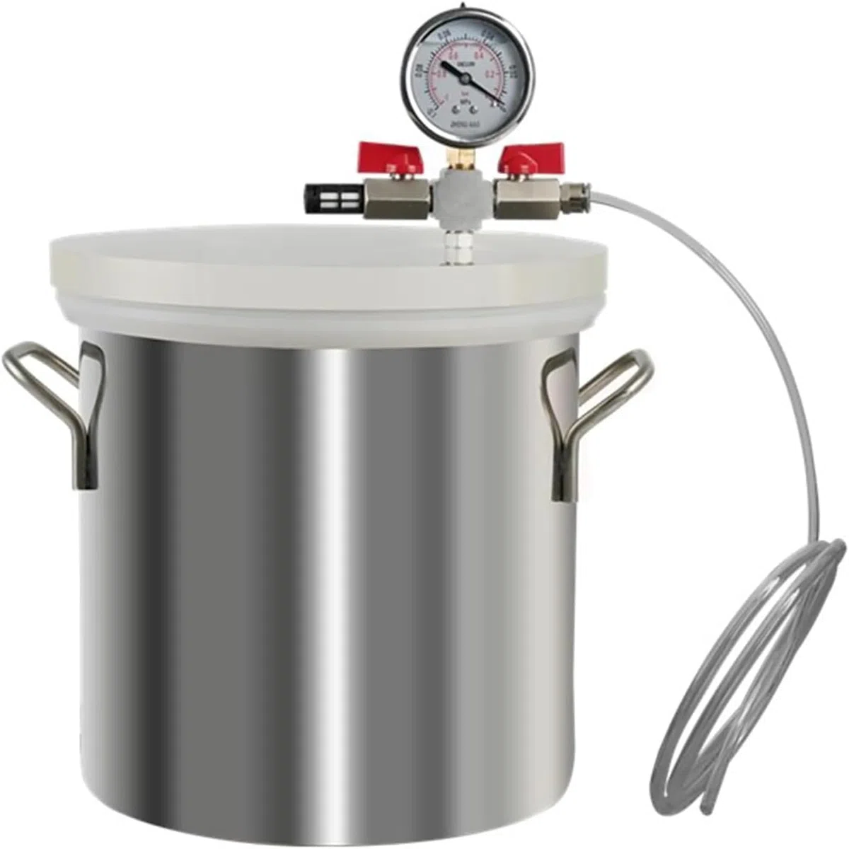 Vakuumkammer-Set, 6 l, Edelstahlkammer mit Acryldeckel, Negativdruckmessgerät, für Harzentgasung und Holzstabilisierung